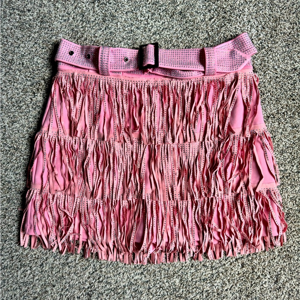Pink Fringe Skirt